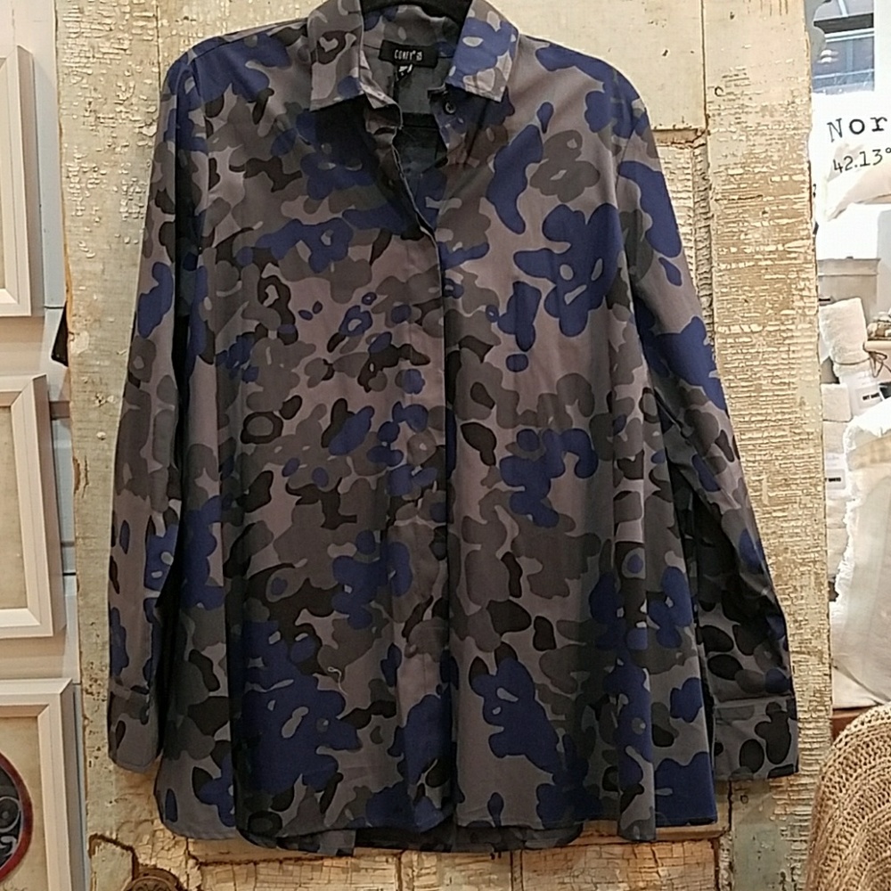 Blue, gray and black camo shirt